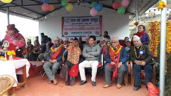 पर्वतको दुर्लुङमा जय माँ आमा समुहको भवन निर्माण–साँसद गुरुङद्धारा उद्घाटन